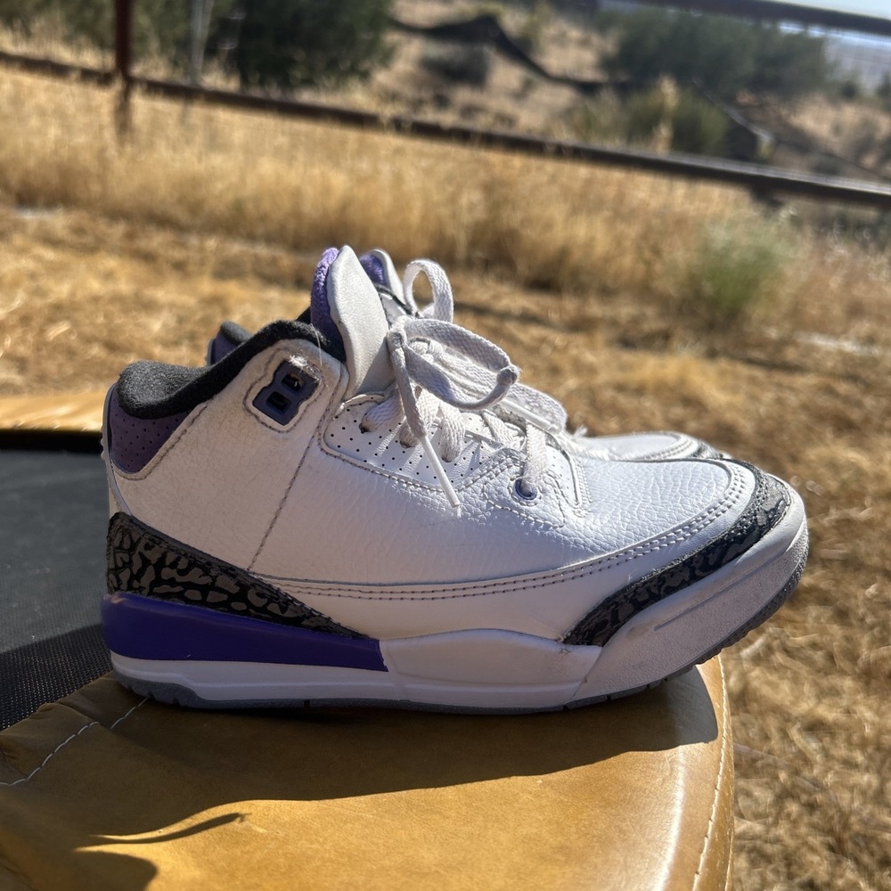 Nike Air Jordan 3 Retro Shoes Youth 13C Dark Iris DM0966-105 Kids Sneakers
